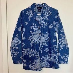 🚨SOLD Floral Denim Blazer EUC